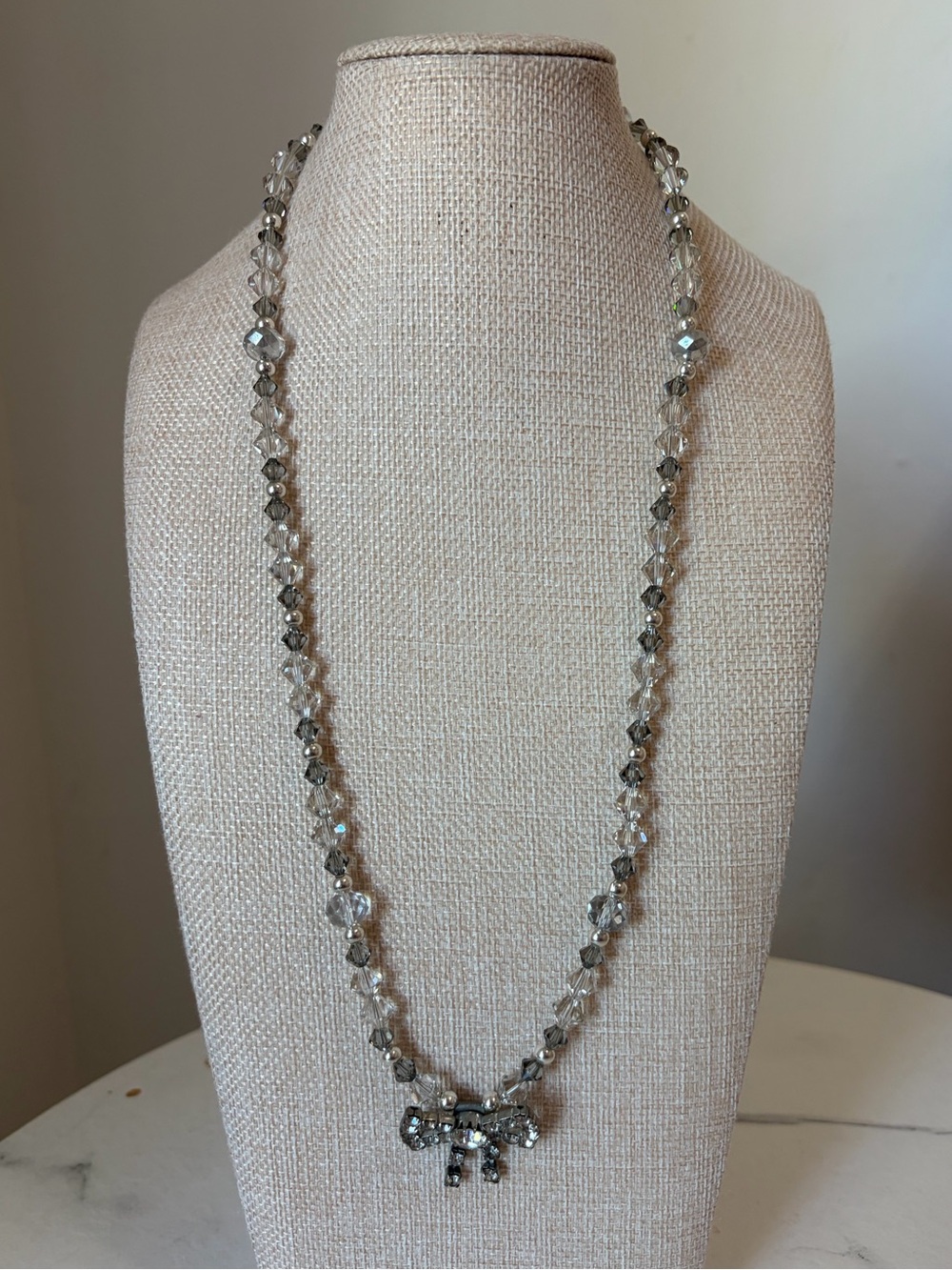 Swarovski Crystal Necklace with Vintage Rhinestone Bow